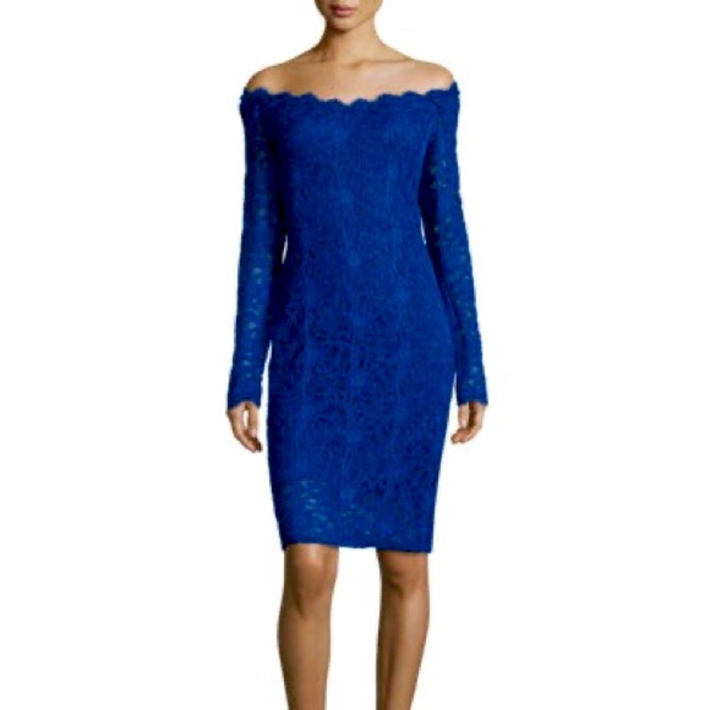 NWT Marina Off-the-Shoulder Lace Dress Royal Blue 262654